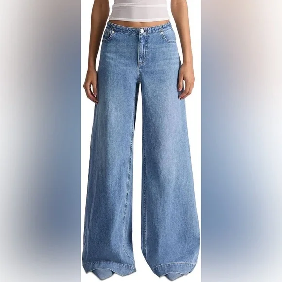 Alice and Olivia Slay Low Rise Wide Leg Jeans Celine Vintage - Picture 1 of 8